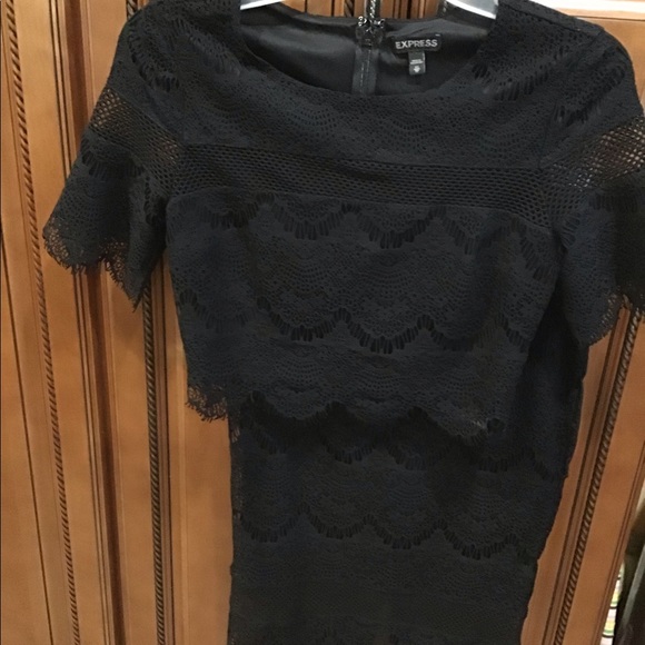 2 pc set Express top skirt lady girl size XSmall 0 black lacy EUC outfit dress - Picture 13 of 16